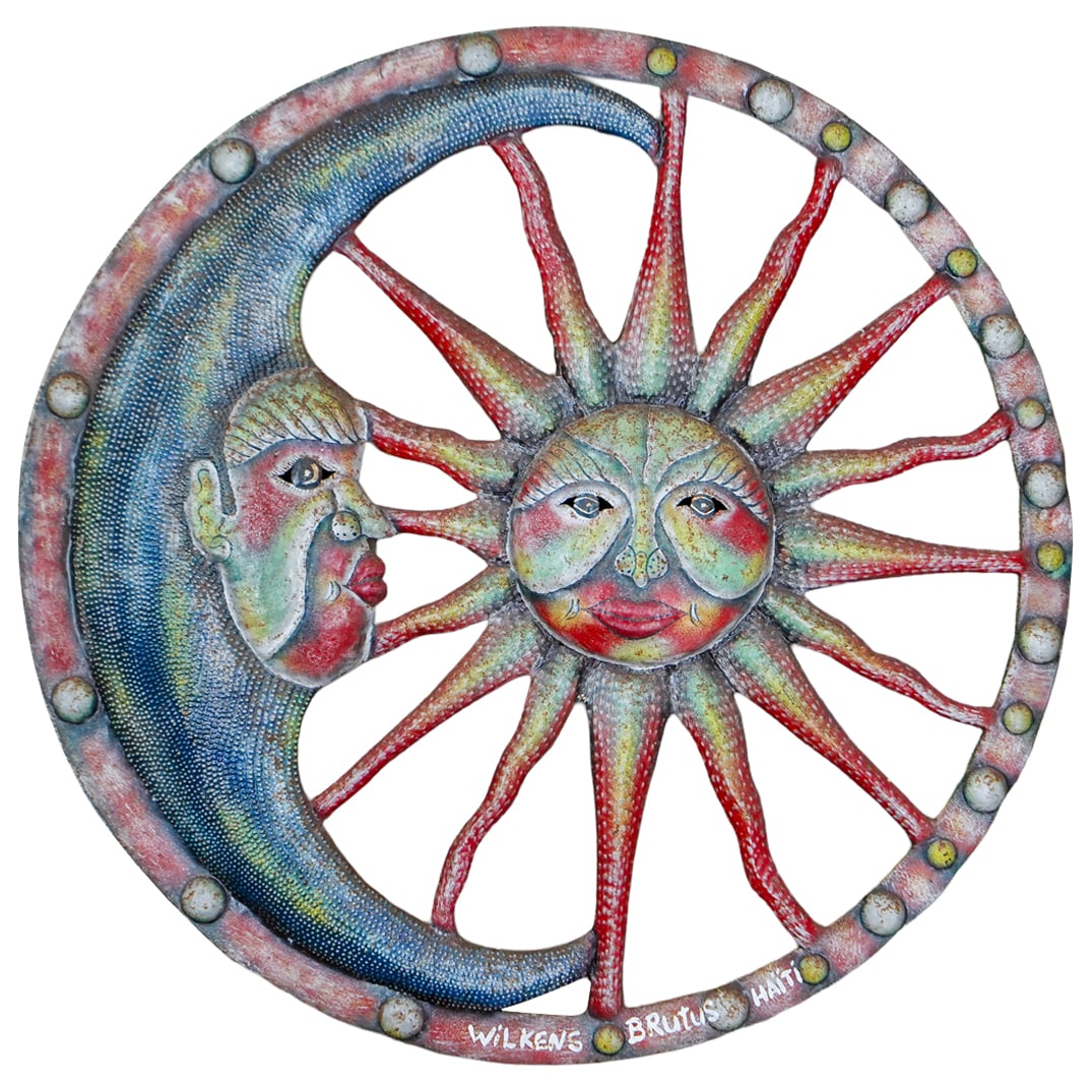 Haitian Sun and Moon Metal Folk Art (1 of 6)