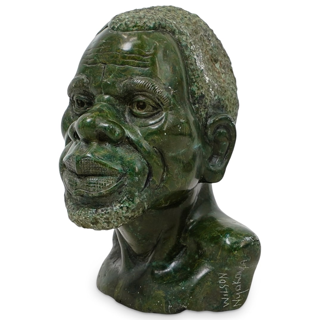 Signed Wilson Nyakonda Carved Stone Bust Sculpture (1 of 7)