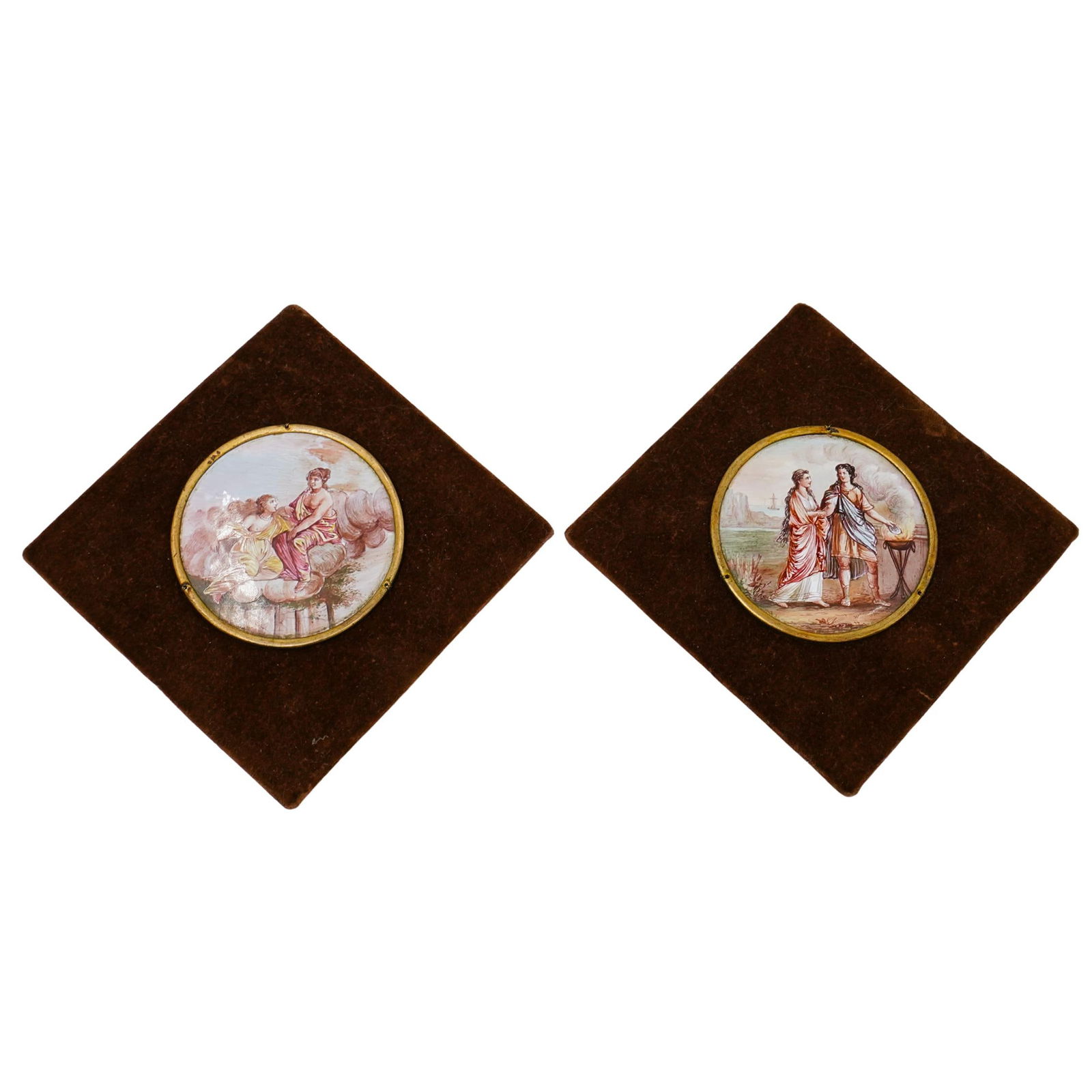 (2 pcs) 19th Century Miniature Enamel Plaques (1 of 4)