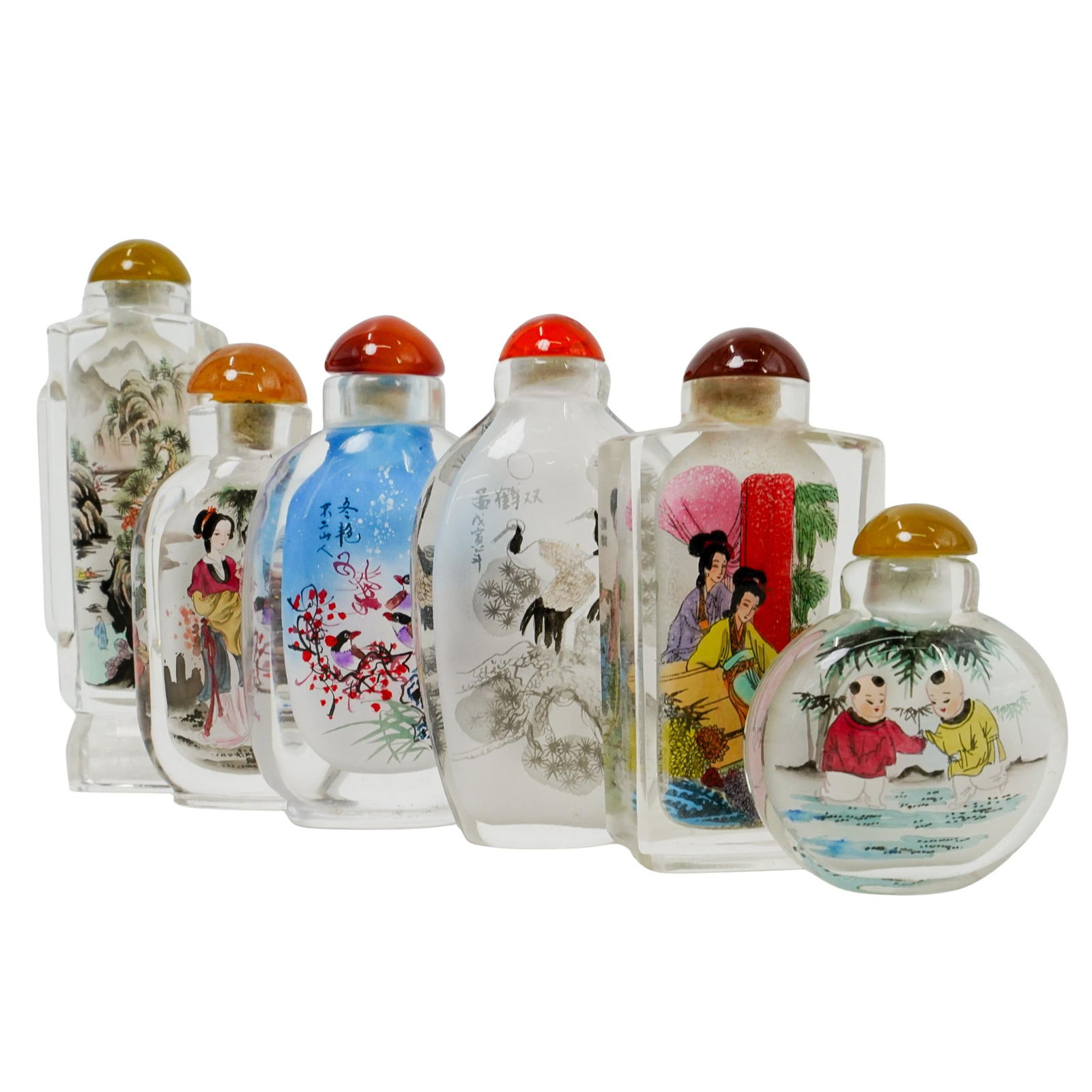 (6 pcs) Small Chinese Reverse Painted Snuff Bottles (1 of 13)