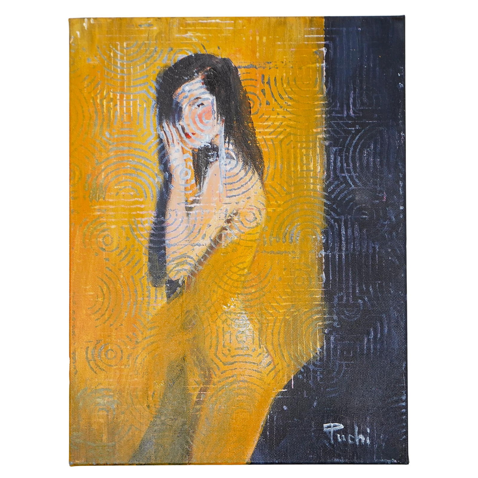 Signed Puchi Mixed-Media Painting (1 of 5)