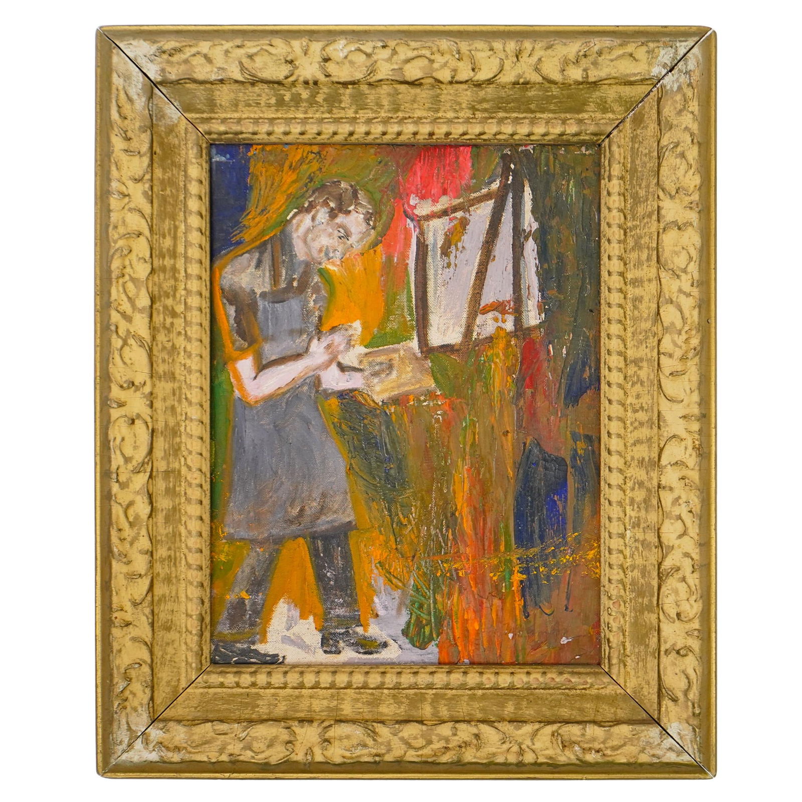 Signed Urban Scene Oil Painting (1 of 4)