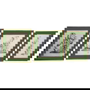 (3 Pc) A. Canova Roman Neoclassical Engravings By G. Tognoli: DESCRIPTION: (3 Pc) Roman Neoclassical Engravings by G. Tognoli depicting drawings of Antonio Canova's sculptures. This set includes three (3) engravings with green border and decorative gold wood fra