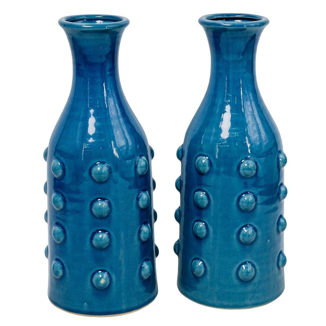 Pair of Blue Porcelain Hob Knob Porcelain Vases (1 of 3)