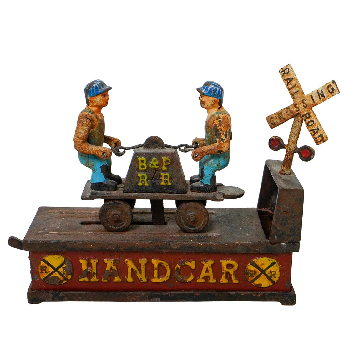 Cast Iron "HANDCAR" Mechanical Coin Bank (1 of 6)