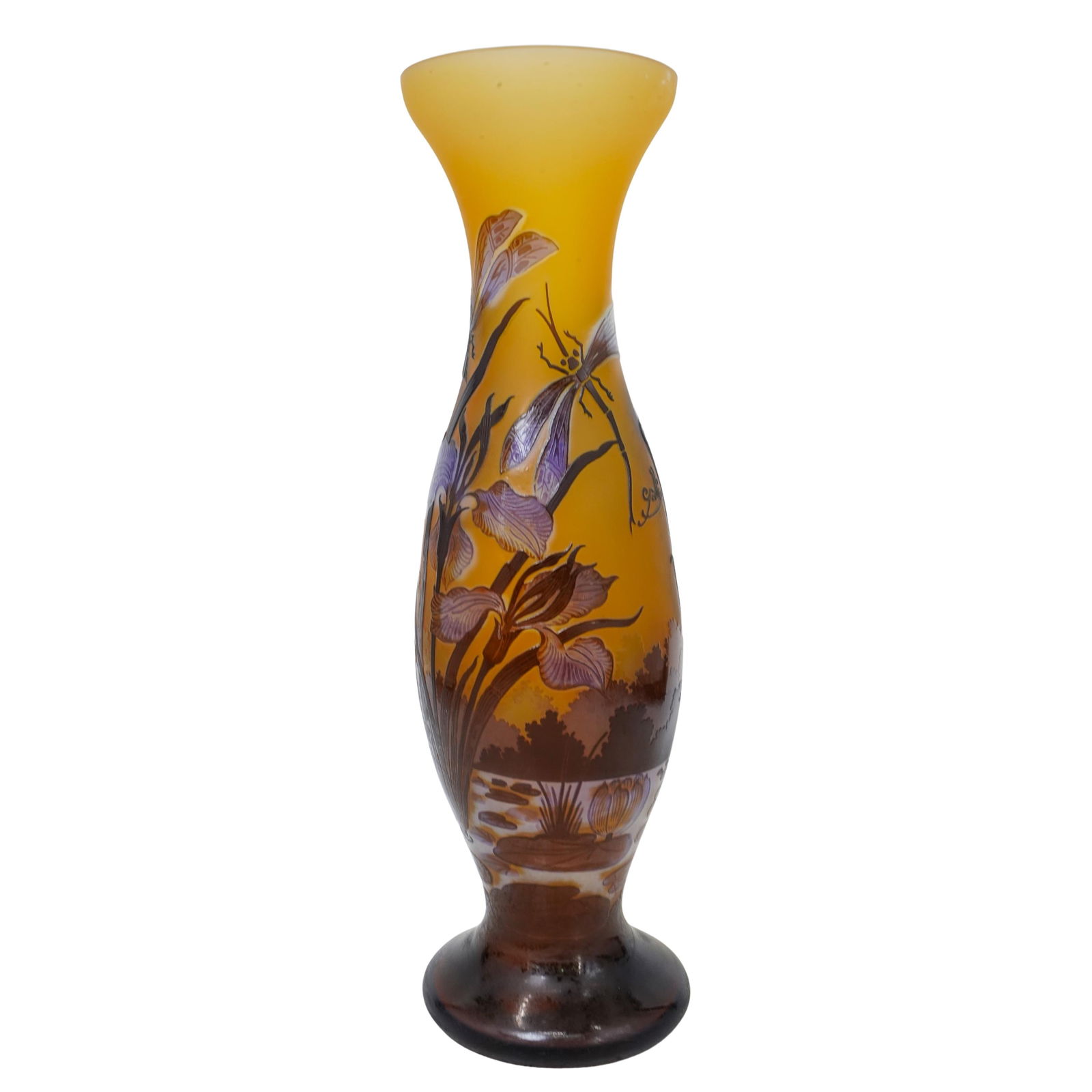 Large Galle Style Dragonfly Cameo Glass Vase (1 of 6)