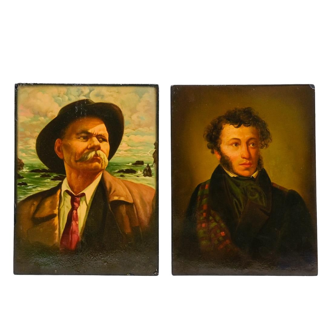 (2 pcs) Russian Lacquer Portraits (1 of 4)