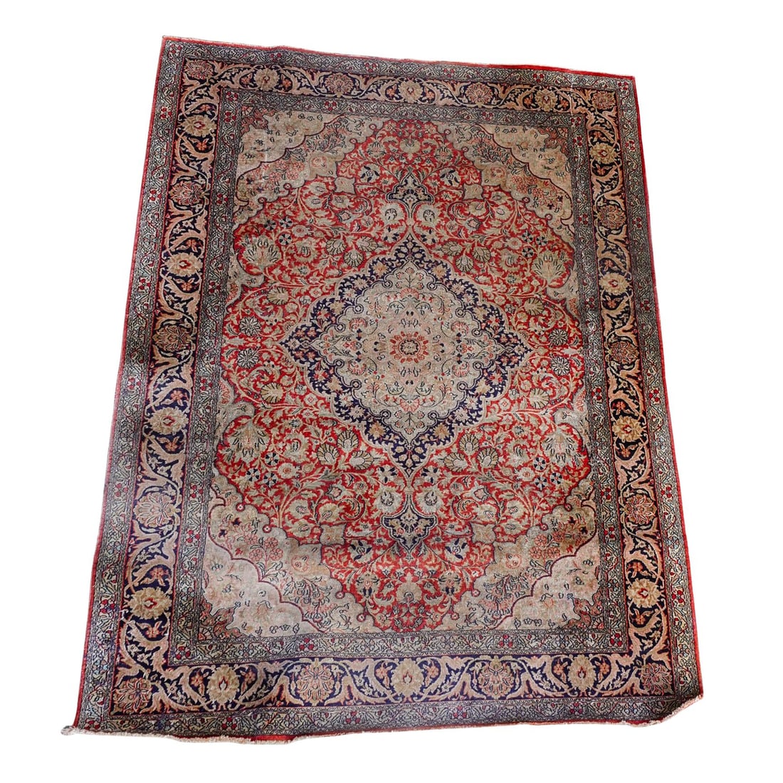 Antique Small Wool & Silk Area Rug (1 of 5)