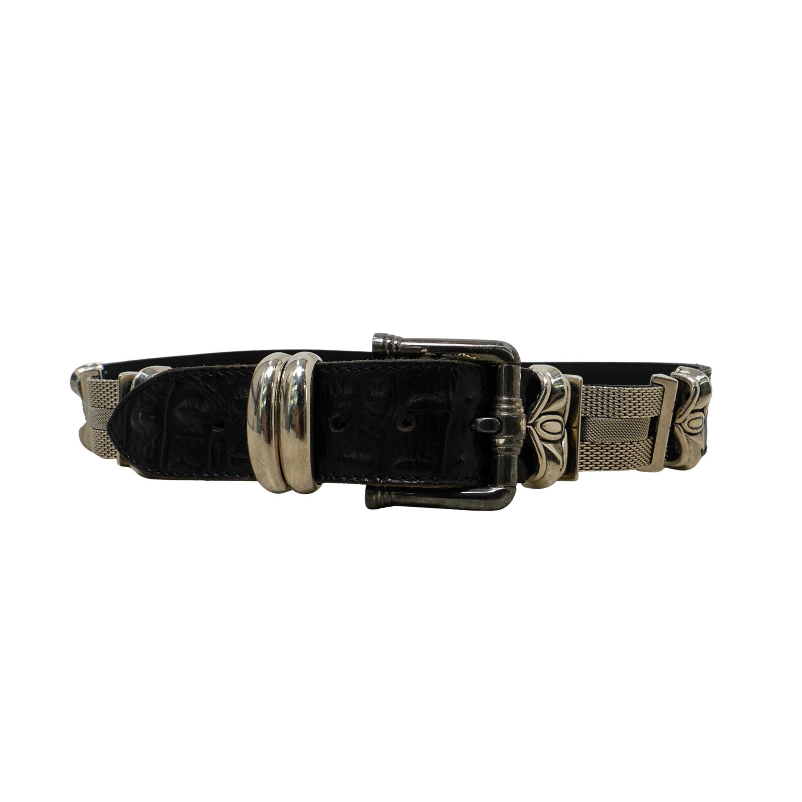 Retro Nanni Italian Black Leather Belt (1 of 10)