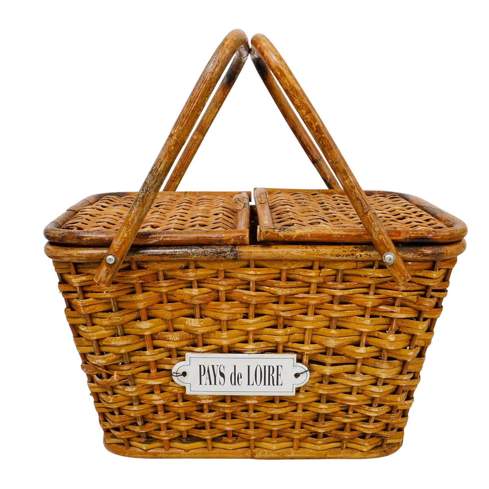 Vintage French "Pays De Loire" Wicker Picnic Basket (1 of 6)