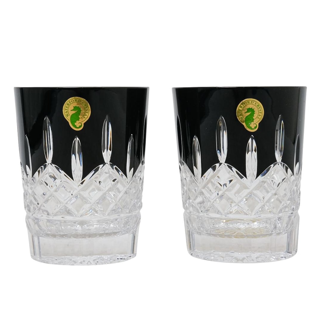 (2 Pc) Waterford Crystal 'Lismore' Black Double Old Fashioned Glasses (1 of 9)