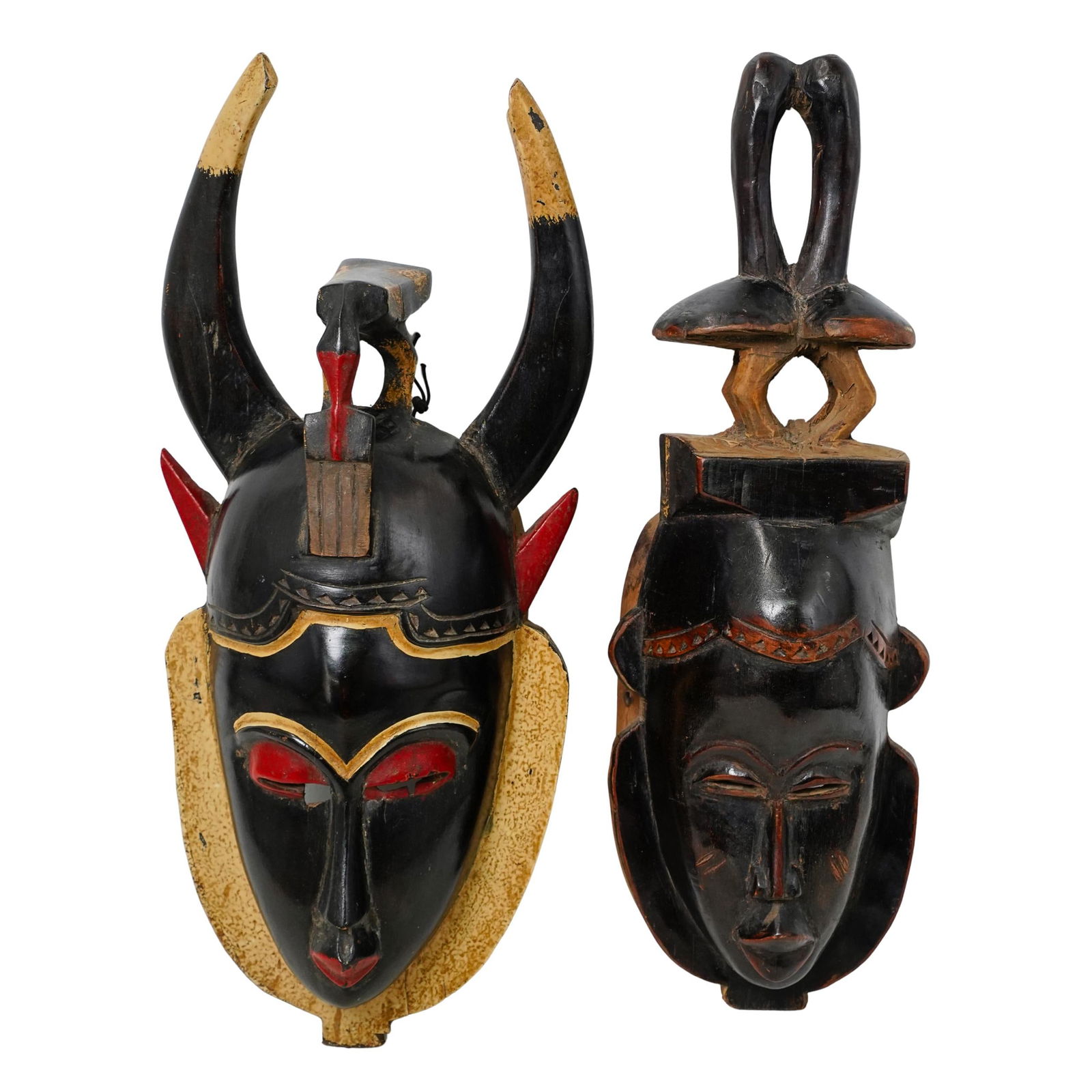 (2 pcs) African Tribal Wooden Masks (1 of 5)