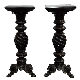 Pair of Merklen Brothers Mahogany Pedestals