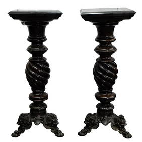 Pair of Merklen Brothers Mahogany Pedestals (1 of 9)