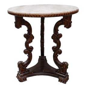 Attrib. RJ Horner Marble and Oak Table