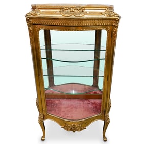 Louis XV Style Curio Display Gilt Cabinet