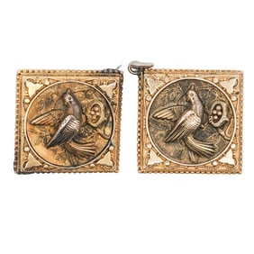 (2 Pc) Victorian 14k Gold Bird Pendant and Brooch