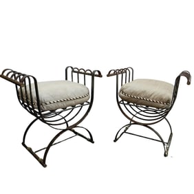 Pair Of Iron and Savonarola Chairs