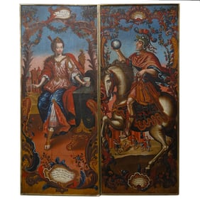 Pair Of Cuzco School Oil On Canvas Paintings