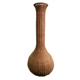 Large Vintage Seagrass Floor Lamp