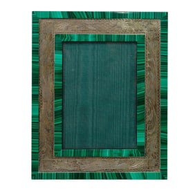 Antique Malachite and Sterling Silver Photo Frame