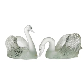 Pair of Lalique Crystal Swans