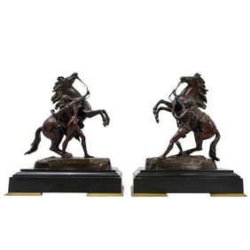 After G. Coustou (French, 1677) 'Le Cheval De Marly" Bronze Sculptures