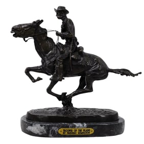 Frederic Remington (American, 1861-1909) "Trooper of the Plains" Bronze Sculpture