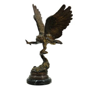 J. Moigniez Bronze Eagle On Marble Base
