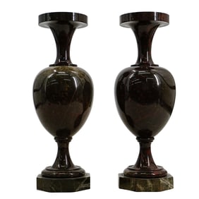 Pair Of Antique Jasper Stone Vases