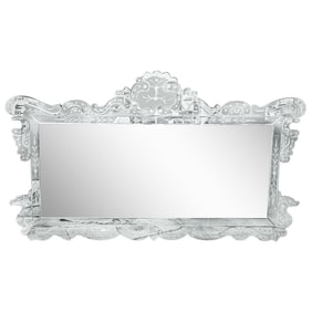 Large Vintage Venetian Etched Glass Mirror