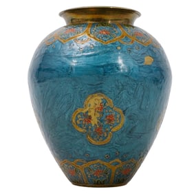 Antique Chinese Qing Dynasty Enamel Cloisonne Vase