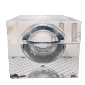 Mid Century Clear Lucite Box W/ Swivel Cover