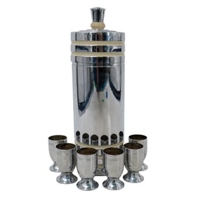 (7 Pc) Art Deco Chase Chrome "Gaiety" Cocktail Set
