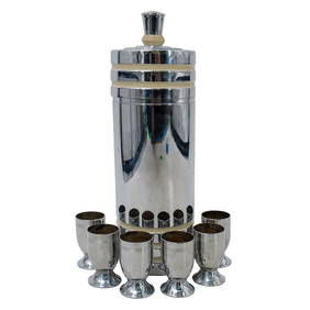 (7 Pc) Art Deco Chase Chrome "Gaiety" Cocktail Set (1 of 12)