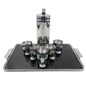 (15 Pc) Art Deco Chase Chrome "Gaiety" Cocktail Set