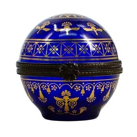 Estee Lauder Cobalt Glass and Gilt Trinket Box