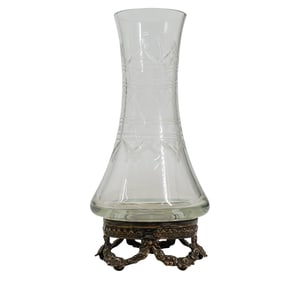 Vintage Cut Crystal and Sterling Silver Vase