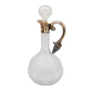 Art Nouveau Glass and Sterling Silver Wine Decanter