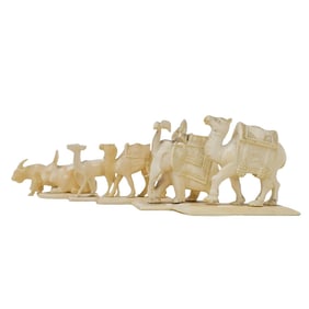 (6 pcs) Assorted Carved Bone Animal Figurines