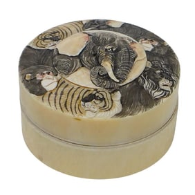 Antique Chinese Carved Bone Trinket Jar