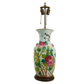Antique Chinese Hand Painted Porcelain Lamp