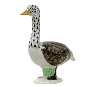 Herend Porcelain "Canada Goose" Black Fishnet Figurine