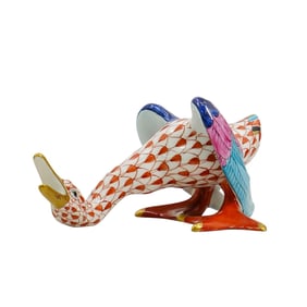 Herend Porcelain "Wild Duck" Fishnet Figurine