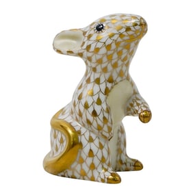 Herend Porcelain Gilt Fishnet Mouse Figurine