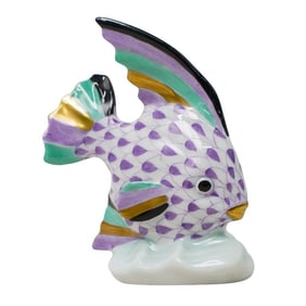 Herend Porcelain "Fish" Purple Fishnet Figurine