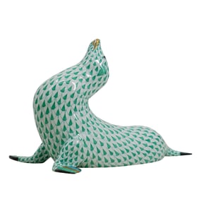Herend Porcelain "Large Sea Lion" Fishnet Figurine