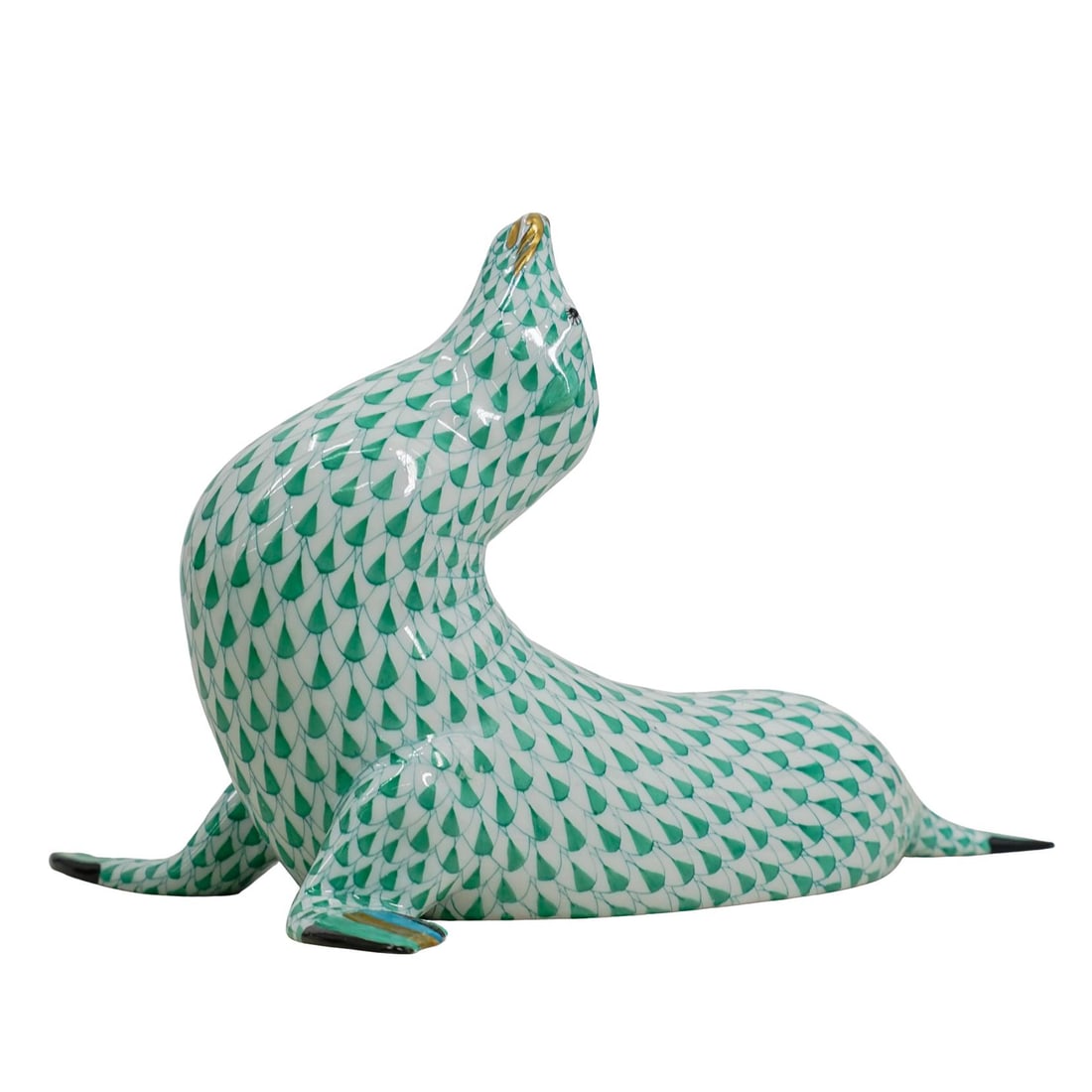 Herend Porcelain "Large Sea Lion" Fishnet Figurine (1 of 8)