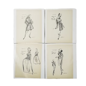 (4 Pc) Vintage Boho Roberto Capucci (Italian, 1930) Fashion Sketches