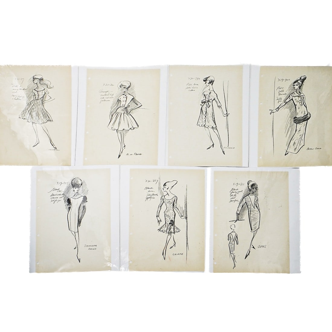 (7 Pc) Vintage Boho Varied Fashion Sketches (1 of 9)